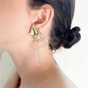 1980s hand and chain stud earrings